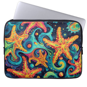 Psychedelischer Starfish und kosmische Waves Laptopschutzhülle