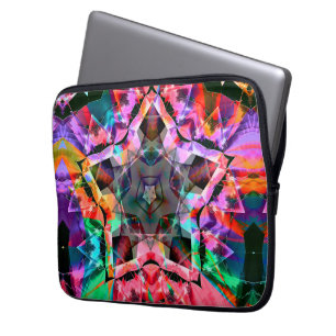 Psychedelischer Stern mit roten Teilen und Neonfar Laptopschutzhülle