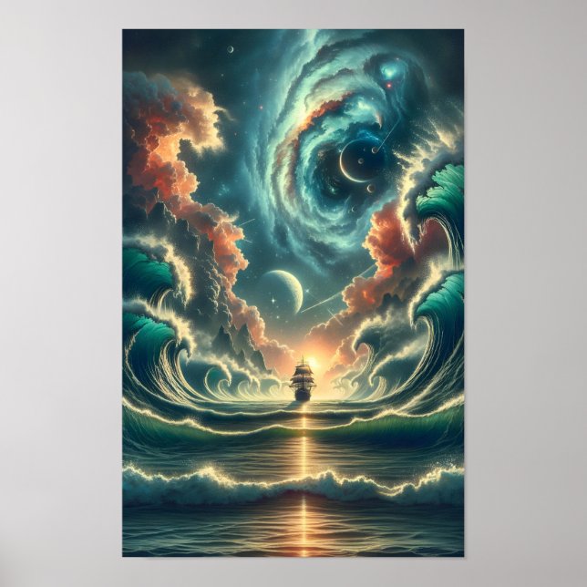 Psychedelischer Sturmnebel Poster (Vorne)