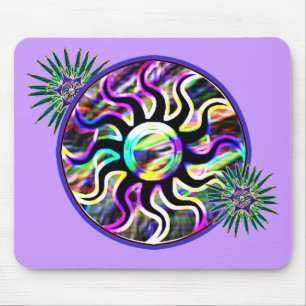 Psychedelischer Sun und Mond Mousepad