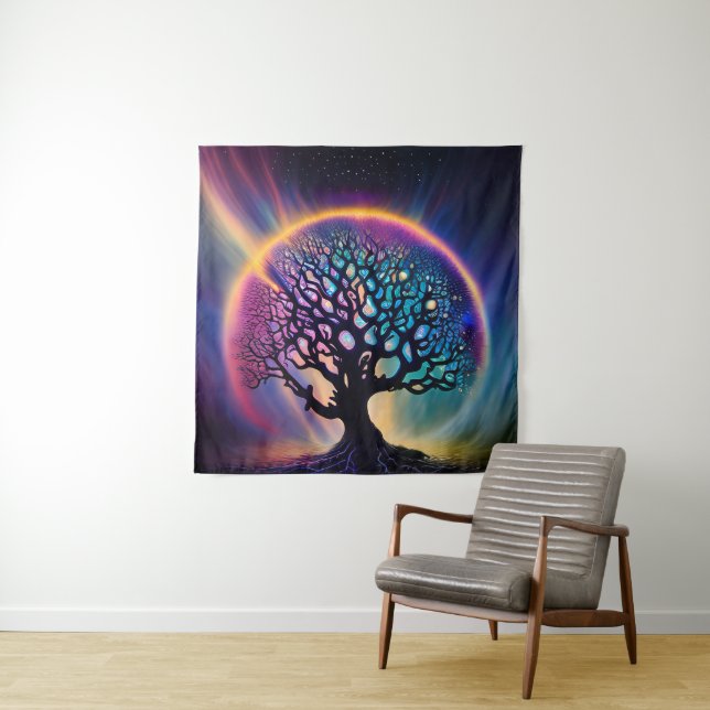 Psychedelischer Surreal Mystical Tree Wandteppich (Beispiel)