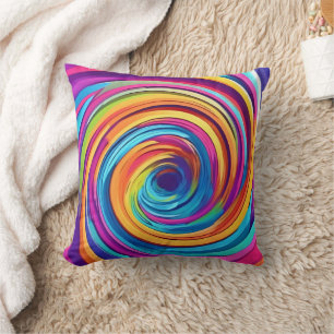 Psychedelischer Swirl von Regenbogenhues Kissen