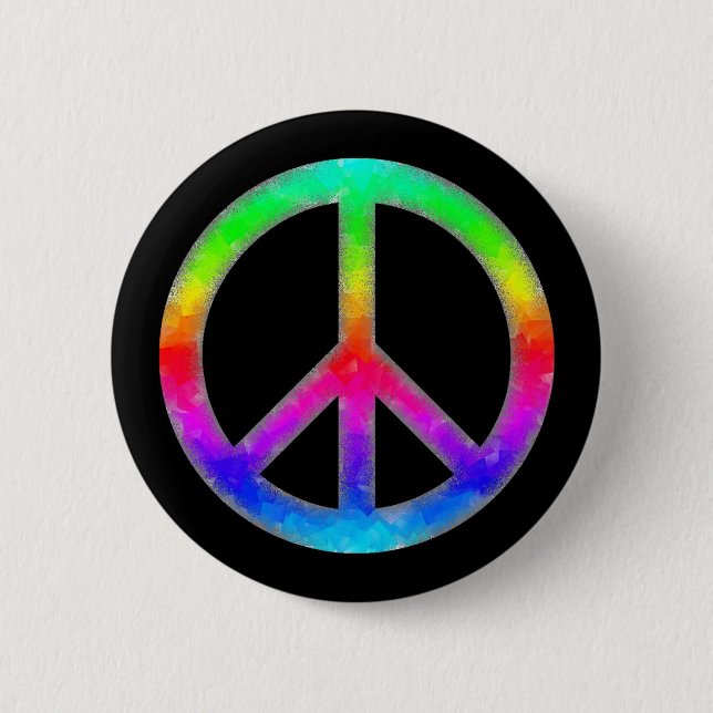 Psychedelischer Tie-Dye-Friedenszeichen-Button Button (Vorderseite)
