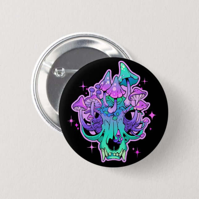 Psychedelischer Totenkopf  Button (Vorne & Hinten)
