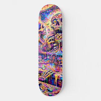 Psychedelischer Totenkopf-Spiegel-Skateboarddeck Skateboard