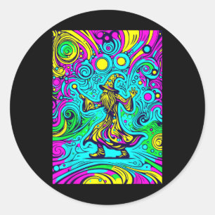 Psychedelischer Trippy-Rave-Tanzassistent Runder Aufkleber