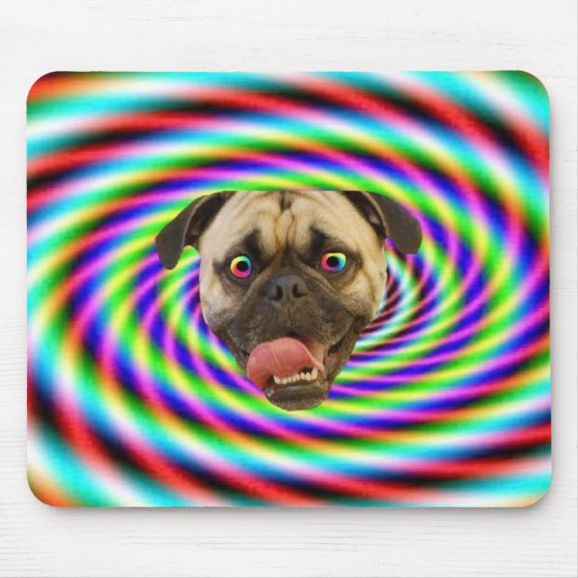 Psychedelischer verrückter Mops-Hund Mousepad (Vorne)