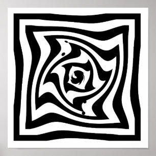 Psychedelischer zeichn mit optischer Täuschung Poster