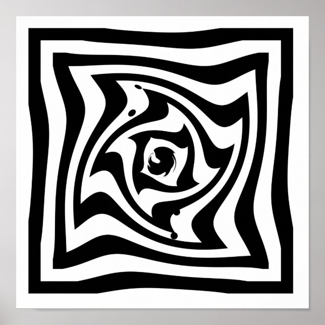 Psychedelischer zeichn mit optischer Täuschung Poster (Vorne)