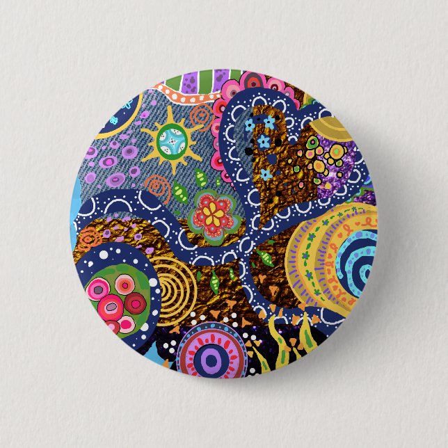Psychedelisches abstraktes Muster Button (Vorderseite)