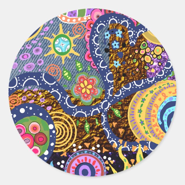 Psychedelisches abstraktes Muster Runder Aufkleber (Vorderseite)