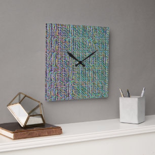 Psychedelisches abstraktes Wellenmuster-Design 130 Quadratische Wanduhr