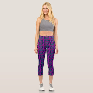 Psychedelisches afrikanisches Patchwork: Aquamarin Capri Leggings