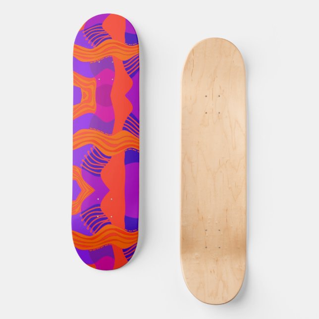 Psychedelisches afrikanisches Patchwork - Lila Ora Skateboard (Vorderseite)
