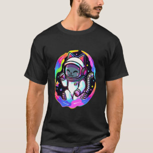 Psychedelisches Astronauten-Katze-EDM-Trippu-Festi T-Shirt