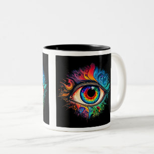 Psychedelisches Auge Zwei-Tonen-Tasse, 11 oz Zweifarbige Tasse