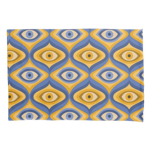 Psychedelisches Augenmuster Indigo Kissenbezug (Vorderseite)