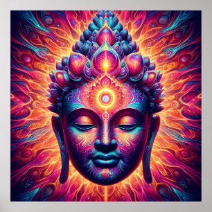 Psychedelisches Buddha-Kunstposter - Vibrantes Dri Poster