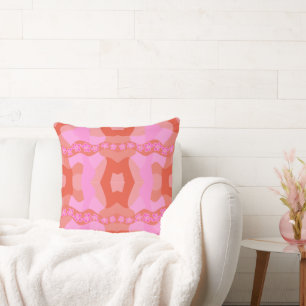 Psychedelisches Daisy Chain Patchwork - Rosa Orang Kissen