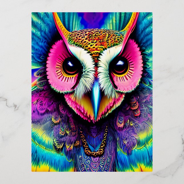 Psychedelisches Fantasy-Portrait Folien Feiertagspostkarte (Vorderseite)