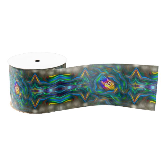 Psychedelisches Farbfluss-Luchs-Porträt Ripsband (Spule)
