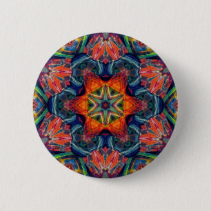 Psychedelisches, farbiges Kaleidoskop-Muster Button
