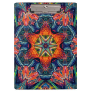 Psychedelisches, farbiges Kaleidoskop-Muster Klemmbrett