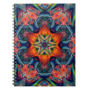 Psychedelisches, farbiges Kaleidoskop-Muster Notizblock