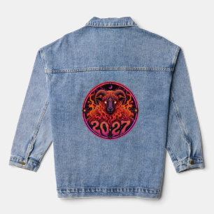 Psychedelisches Feuer Widder Jeansjacke