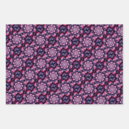 Psychedelisches Fraktal Blume Wrapping Paper Geschenkpapier Set