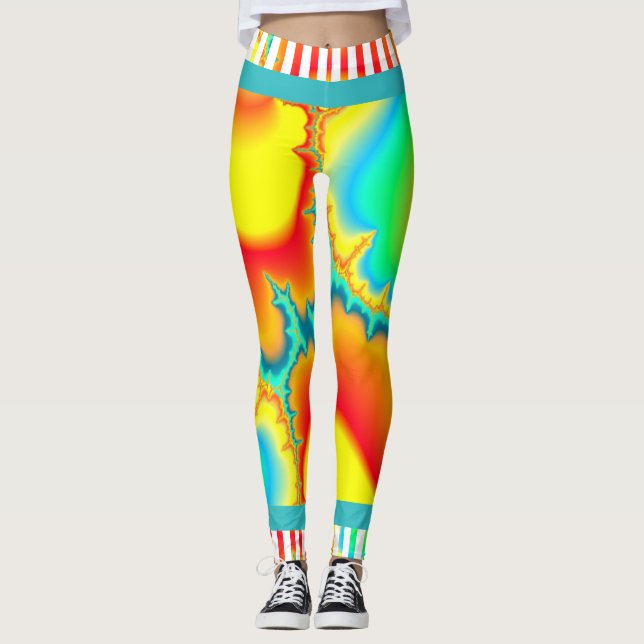 Psychedelisches Fraktal farbenfroh modern Leggings (Vorderseite)