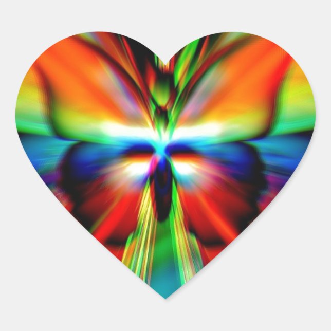 Psychedelisches Fraktal Herz-Aufkleber (Vorderseite)