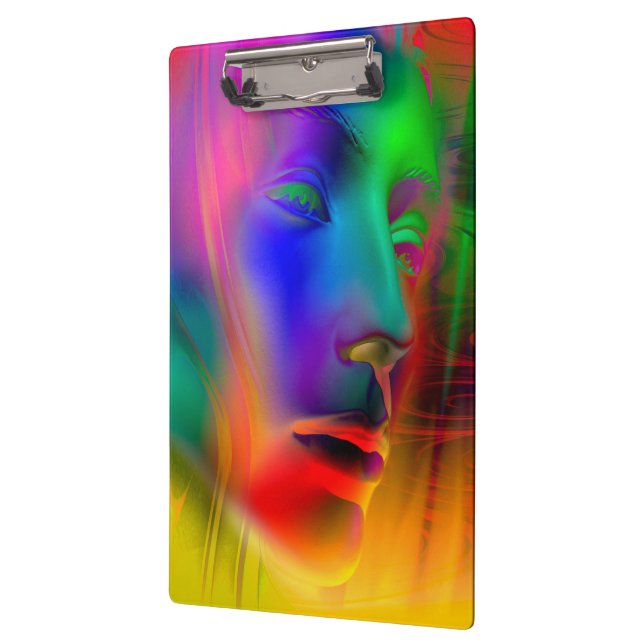 Psychedelisches Frauen-Gesicht Klemmbrett (Links)