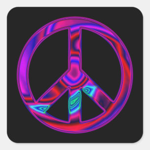 Psychedelisches Friedensquadrat-Aufkleber Quadratischer Aufkleber