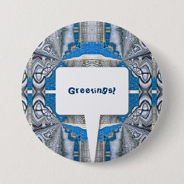 Psychedelisches Fun Fraktal Muster & Text Button (Vorderseite)