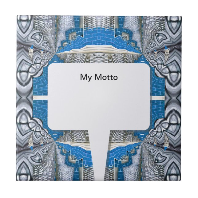 Psychedelisches Fun Fraktal Muster & Text Fliese (Vorderseite)