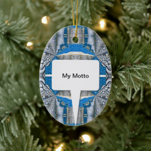 Psychedelisches Fun Fraktal Muster & Text Keramik Ornament