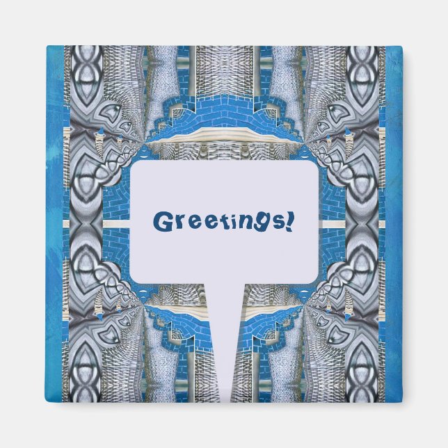 Psychedelisches Fun Fraktal Muster & Text Magnet (Vorne)