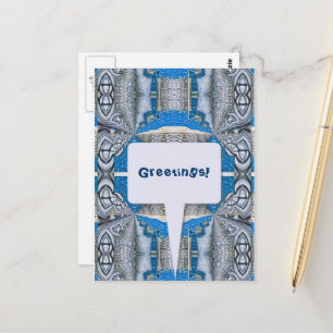 Psychedelisches Fun Fraktal Muster & Text Postkarte