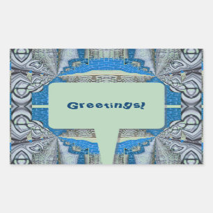 Psychedelisches Fun Fraktal Muster & Text Rechteckiger Aufkleber