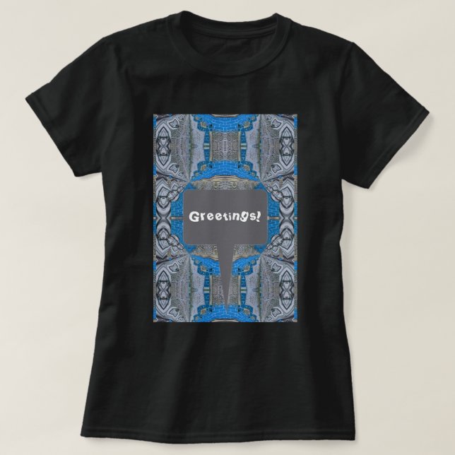 Psychedelisches Fun Fraktal Muster & Text T-Shirt (Design vorne)