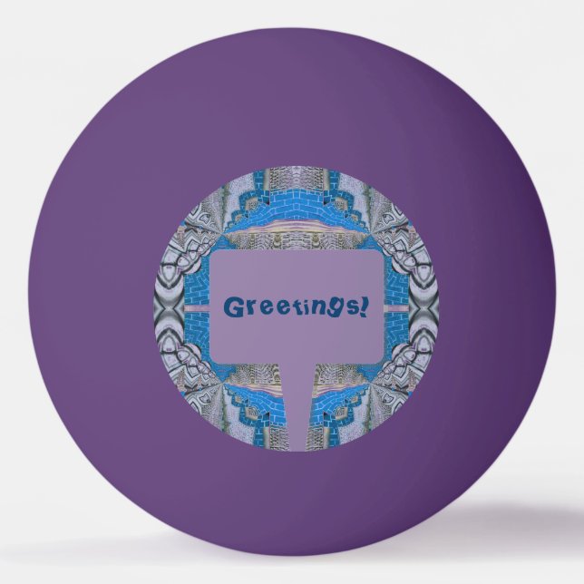 Psychedelisches Fun Fraktal Muster & Text Tischtennisball (Vorderseite)