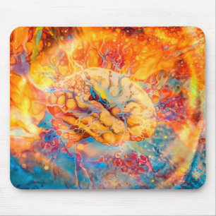 Psychedelisches Gehirn in lebhaften Farben Mousepad