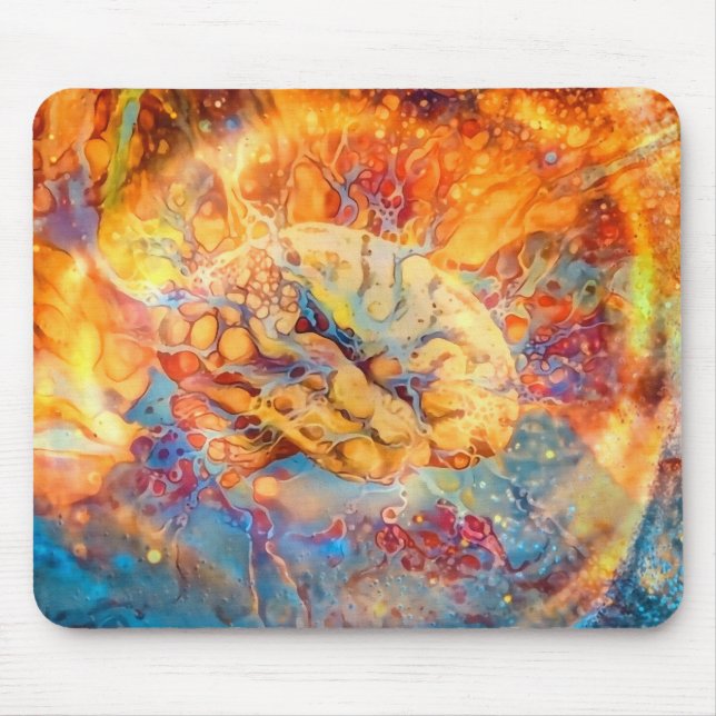 Psychedelisches Gehirn in lebhaften Farben Mousepad (Vorne)