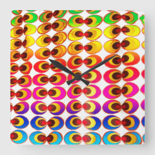Psychedelisches Gewebe Quadratische Wanduhr