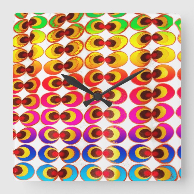 Psychedelisches Gewebe Quadratische Wanduhr (Vorderseite)