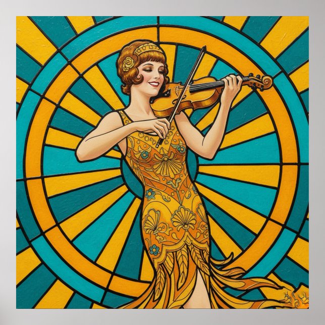 Psychedelisches Gitarristenposter Lebendige Retro- Poster (Vorne)