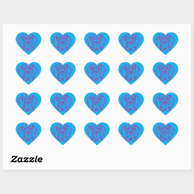 psychedelisches Great Dane-Logo Herz-Aufkleber (Blatt)