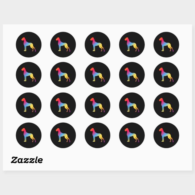 psychedelisches Great Dane-Logo Runder Aufkleber (Blatt)