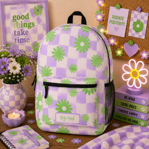 Psychedelisches Groovy-Daisy-Blumenraster Bedruckter Rucksack